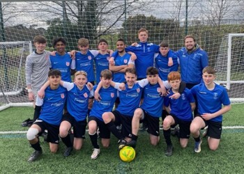 Our U16B side are celebrating after winning the English Schoolsâ Football Association (ESFA) U16B National Cup Tournament