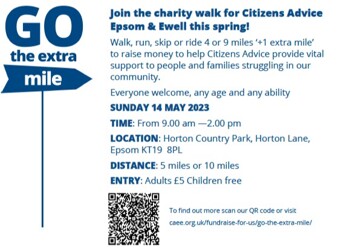 'Go The Extra Mile' Charity Walk on 14 May 2023 (organised by Citizens Advice Epsom & Ewell)