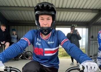 Celebrating Hugo's success at the BMX World Championships