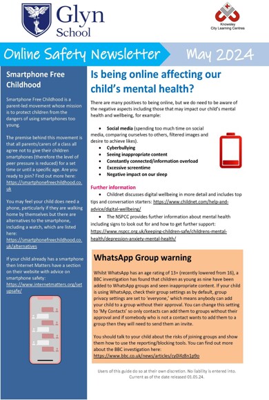 Online Safety Newsletter May 2024 SECONDARY Glyn School 30 04 2024 Page 1