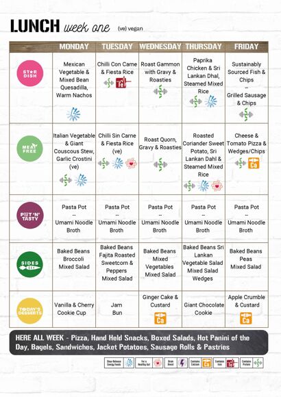 3 WEEK MENU The Food Hub Page 1