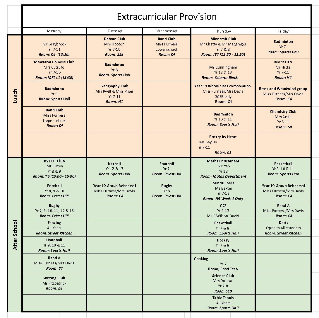 Whole School Extra Curricular 24 25   Sheet1