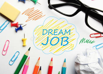 Dream job concept some office supplies around white background 56063107